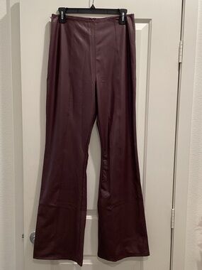 Victoria's Secret Faux Leather Bootcut Pants - Burgundy